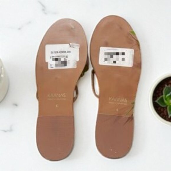 NWOT Kaanas Azores Naked slide Sandals Caramel Flats - Picture 6 of 6